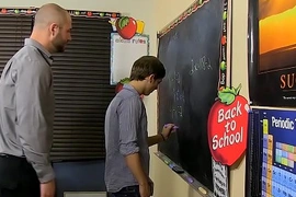 Skinny twink student bends over for his manly jock teacher
