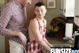 Tiny gayboy Austin impaled by huge cock dad Legrand in kitchen-FUNSIZEBOYS.NET