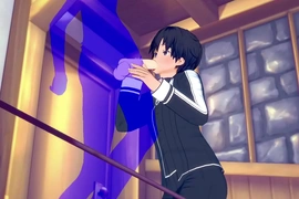 Sword Art Online Yaoi - Kirito Blowjob with cumshot in his mouth - Japanese Asian manga anime game porn gay