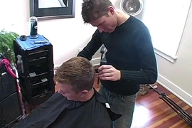 Gay hairdresser fucking his jock customer