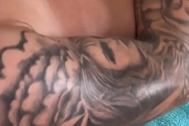 Twink amateur massaged by a tattooed hunk
