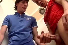 Clothed twinks rimming and pissing on each other in the tub