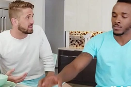 White gay seduces straight black friend from college